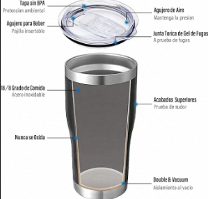 Vaso térmico de acero inoxidable VANOW de 30 oz con pajita y cepillo para viaje - Product Image 6