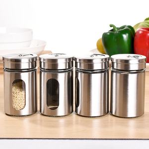 Nordic di vetro in acciaio inox 8oz condimento bottiglia contenitore per il pepe <span class=keywords><strong>sale</strong></span> <span class=keywords><strong>zucchero</strong></span> 3 in 1 - Product Image 1