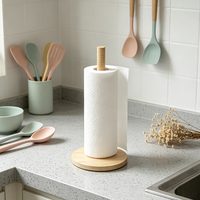 Porte-serviettes en papier de cuisine en bois de hêtre massif de la série Natural House à rayures verticales pour comptoir