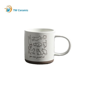 Cangkir Kopi Teh Keramik Stoneware Berlapis Sutra Sesame Glaze Terlaris di Nordik, Mug Promosi Kapasitas Besar, Aman untuk Microwave