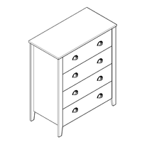 Commode à 4 tiroirs avec poignées de style rétro Commode Mobilier de chambre Dressing Cabinet de chambre à coucher