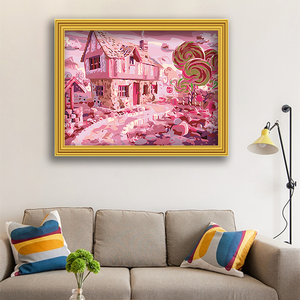 Rose Bonbons Maison <span class=keywords><strong>Peinture</strong></span> par Numéros Fantaisie Campagne Paysage <span class=keywords><strong>Peinture</strong></span> par Numéros Sans Cadre Mur <span class=keywords><strong>Art</strong></span> <span class=keywords><strong>Peinture</strong></span> À L'huile - Product Image 3