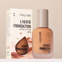 Foundation Cair Label Pribadi Logo Kustom Tahan Lama Full Coverage Efek Blur Melembapkan Menenangkan Perawatan Kulit Makeup
