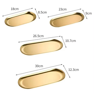 Dicke heiß verkaufte Fabrik Edelstahl Golden Oval Handtuch Tablett Service Tablett Schmuck platte Hochzeit Restaurant Juwelier geschäft - Product Image 4