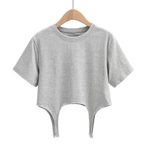 Camiseta corta blanca con logotipo personalizado para mujer, Camiseta corta estampada de algodón liso, Camiseta corta en blanco con Etiqueta Privada, camiseta para mujer - Product Image 4