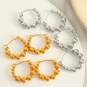 Pendientes de Aro con Forma de Bola, Aleación de Zinc, Color Oro y Plata, EH520, Joyería de Moda - Product Image 1