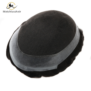 Système capillaire de haute qualité en dentelle suisse pour hommes, base australienne, cheveux humains indiens lisses, toupet en PU naturel - Product Image 1