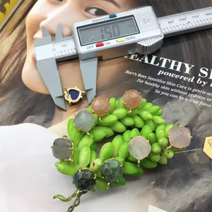 Newest Single <strong>Loop</strong> <strong>Hook</strong> Earring Findings Cushion Cut Gemstone Gold-Plated Colorful Natural Crystal DIY Jewelry Square - Product Image 6