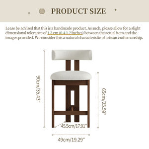 <span class=keywords><strong>Taburete</strong></span> <span class=keywords><strong>de</strong></span> Barra <span class=keywords><strong>de</strong></span> 26 Pulgadas/65 cm con Estructura <span class=keywords><strong>de</strong></span> Madera <span class=keywords><strong>de</strong></span> Fresno Maciza y Tapicería <span class=keywords><strong>de</strong></span> Bouclé <span class=keywords><strong>para</strong></span> <span class=keywords><strong>Isla</strong></span> <span class=keywords><strong>de</strong></span> Cocina o Bar en Casa, Acabado Marfil/Nogal - Product Image 6