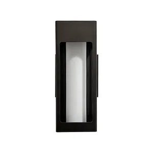 Lámpara de pared negra moderna de metal con pantalla acrílica blanca LED para interiores y exteriores