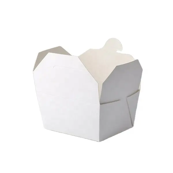 Take Out Food Container white Paper Food To Go Box Leak Grease Resistant Disposable Cardboard Lunch Box for Catering