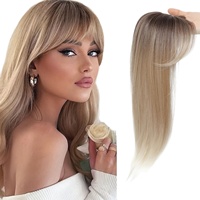 Perruque 360 3D, postiche volumineux naturel, résistant à la chaleur, franges droites, base en soie, extensions à clipser, 18 pouces