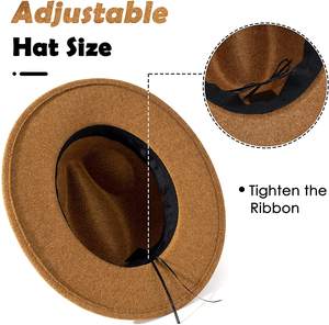 Fez beaver – chapeau classique en feutre de laine à large bord pour femme et homme, accessoire de cowboy, prix d'usine, vente en gros - Product Image 3