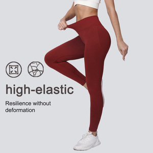 Pantalones de <span class=keywords><strong>yoga</strong></span> de cintura alta para mujer, color liso, estilo euroamericano, con efecto levanta glúteos, de Spandex/Nylon, de longitud completa, de secado rápido - Product Image 3