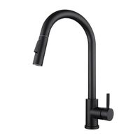 Robinet de cuisine européen moderne à poignée unique avec douchette extractible, en acier inoxydable, finition noire, pour salle de bain, avec valve en céramique