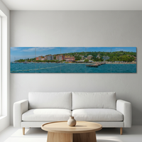 Quadro in Acrilico a 5 Pannelli, Arte Astratta Moderna Costiera, Decorazione per Soggiorno e Ufficio, Dipinto Boho da Appendere