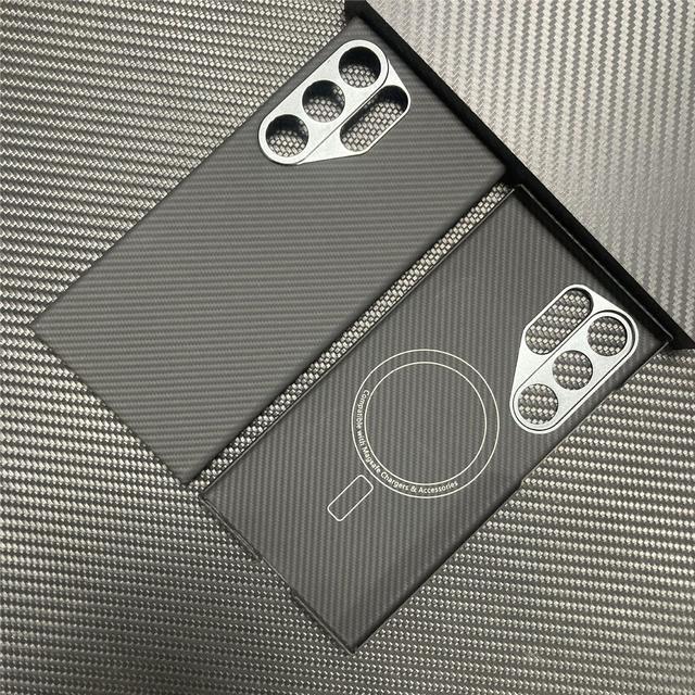Luxury Business S24 Ultra Metallic Frosting Aramid Carbon Fiber Shockproof Magnetic Ring for S24 Ultra Phone Case for