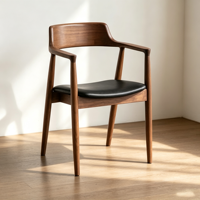 Chaise de salle à manger de style nordique moderne, en bois massif de frêne, dossier incurvé, assise en cuir PU, pour la maison, le bureau, l'hôtel, l'appartement, meubles de maison