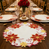 Sets de table ronds en tissu brodés avec un motif personnalisé, parfaits pour les mariages, les fêtes, Noël et tous les événements festifs