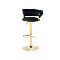 Tabourets de bar modernes et légers en tissu, avec base pivotante chromée, réglage mécanique de la hauteur, pour usage commercial et villas.