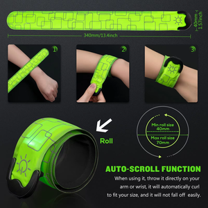 Tùy chỉnh phát sáng trong ánh sáng tối lên Snap ban nhạc chạy an toàn cảnh báo phản quang sạc <span class=keywords><strong>LED</strong></span> Slap Vòng đeo tay - Product Image 2