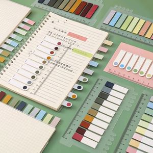 Kawaii School Supplies 1000 Sheets Morandi Index Memo Pad Sticky Notes Posted It Ruler PET Paper Sticker Notepad <b>Bookmark</b> - Product Image 6