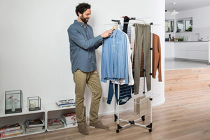 Low Price Foldable Adjustable Metal <b>Laundry</b> Racks for Bathroom & Outdoor Vertical Drying Clothes Dryer - Product Image 2