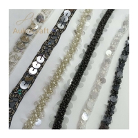 Accessoires décoratifs DIY pour sacs et coiffes : Garniture à paillettes en dentelle, broderie perlée, tulle et maille, pour artisanat textile