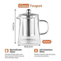 Théière en verre borosilicaté transparent épais de haute qualité avec infuseur en acier inoxydable de qualité 304