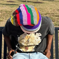 Nueva moda, moda europea y americana, personalidad personalizada, rayas, cola larga, gorro de punto para adultos, gorro con colorido