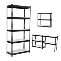 Étagère d'angle en acier galvanisé robuste de 1800MM Étagère en métal à 5 niveaux en panneau MDF Étagères de rangement pour garage et maison sans rivet