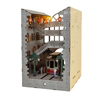 Wincent Book Nook, puzzle en bois 3D, station de tram miniature, kit de diorama avec éclairage LED, décoration d'étagère, cadeau pour adultes, construction