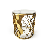 Table d'appoint moderne en métal, finition blanc doré de luxe, pour salon, villa, salle à manger, hôtel