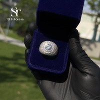 Bague de mode en argent sterling 925 avec moissanite VVS, bague hip-hop personnalisée entièrement pavée de moissanites