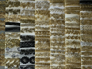 Ricamo a macchina di alta qualità con perline in <span class=keywords><strong>Tulle</strong></span> rifilatura in <span class=keywords><strong>oro</strong></span> perline e paillettes con fiori di pizzo per abiti - Product Image 6