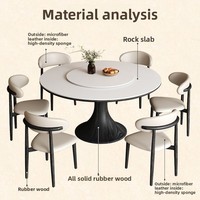 Table à manger ronde de style médiéval en bois massif vintage avec fonction de rotation pour petit appartement, 8 places