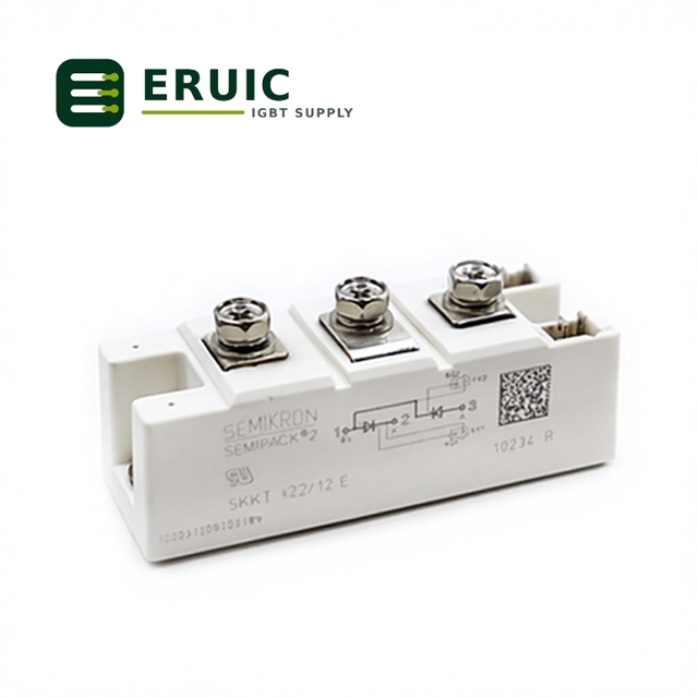SKKT 122/12E Thyristor/IGBT Module 1200V 122A, SEMIPACK 2 Three-Phase Bridge, Low VCE for Industrial Drives & Power Supplies