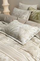 Ensemble de literie 4 pièces en flanelle douce et agréable pour la peau, soigneusement sélectionné, avec un design brodé luxueux et une housse de couette chaude