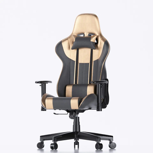Livraison gratuite, nouveau <span class=keywords><strong>fauteuil</strong></span> de jeu de <span class=keywords><strong>luxe</strong></span> 2D pivotant en cuir PVC doré, <span class=keywords><strong>fauteuil</strong></span> de jeu entièrement réglable avec massage - Product Image 2