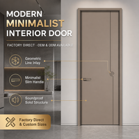 Porte intérieure mélaminée à grain de bois, surface résistante à l'humidité, design minimaliste, pour projets d'hôpitaux, cuisines et salles de bain 5