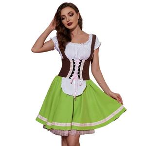 El nuevo estilo de ropa para el Oktoberfest de Alemania se está vendiendo bien en Europa y América. Es un vestido verde con Badaiya étnica - Product Image 4