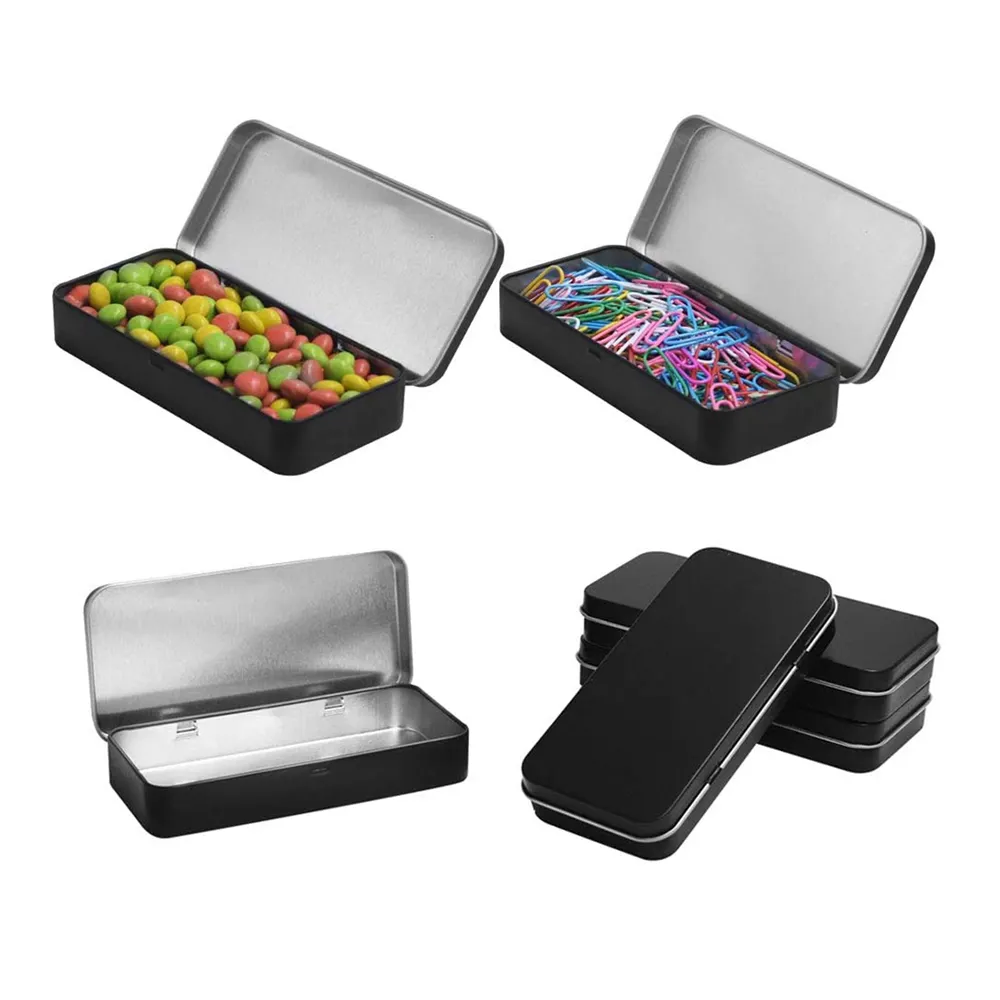 Boîte d'emballage en métal gaufré pour bonbons cosmétiques rectangulaires carrés de petite taille imprimés personnalisés avec couvercle à charnière