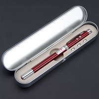 Pointeur Laser rouge télescopique 5 en 1, nouveauté, antenne rétractable, enseignement, stylo à aimant, lampe de poche LED, stylo à bille avec étui métallique