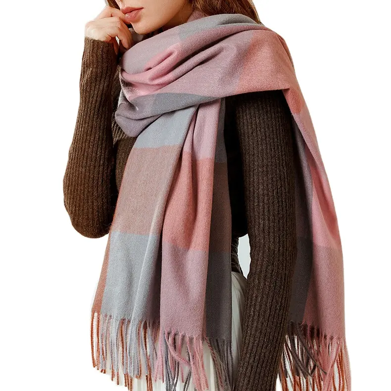 factory direct sale ladies soft warm scarves autumn winter cashmere scarf plaid cashmere shawl scarf