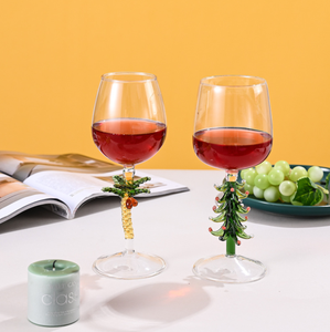 Gobelet à <span class=keywords><strong>vin</strong></span> en verre de Noël réutilisable, écologique, fait main, avec motif d'arbre de Noël 3D, cadeau de Noël transparent - Product Image 2
