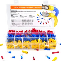 Kit d'assortiment de connecteurs de câbles électriques isolés en laiton, à sertir, de type fourche, anneau, mâle et femelle