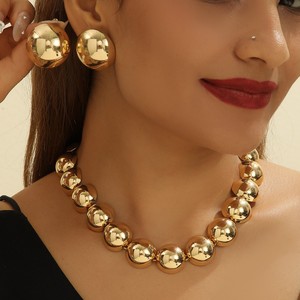 Boucles d'oreilles à chaîne de billes exagérées rétro hip-hop, ensemble de bijoux d'oreille tendance, cadeau unisexe - Product Image 4