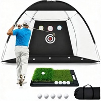 Filet d'entraînement de golf 10x7 pieds avec tapis de frappe, filet d'entraînement de golf en Oxford 600D pour le putting et le chipping, idéal pour l'extérieur et l'intérieur, cadeau pour hommes
