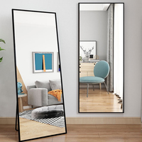 Miroir mural rectangulaire à angle droit en alliage d'aluminium avec cadre, miroir sur pied de pleine longueur