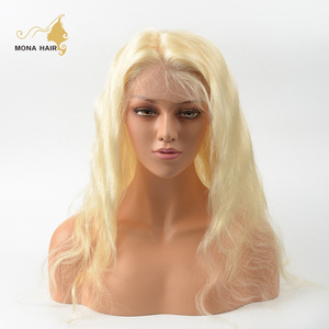 Bandeau ajustable avec <span class=keywords><strong>ligne</strong></span> de cheveux naturelle pré-épilée # Perruque frontale complète blonde <span class=keywords><strong>613</strong></span> - Product Image 4